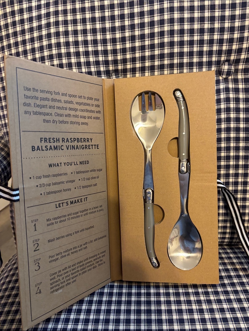 Serving Spoon and Fork Set with Stainless Heads - Home Dining
